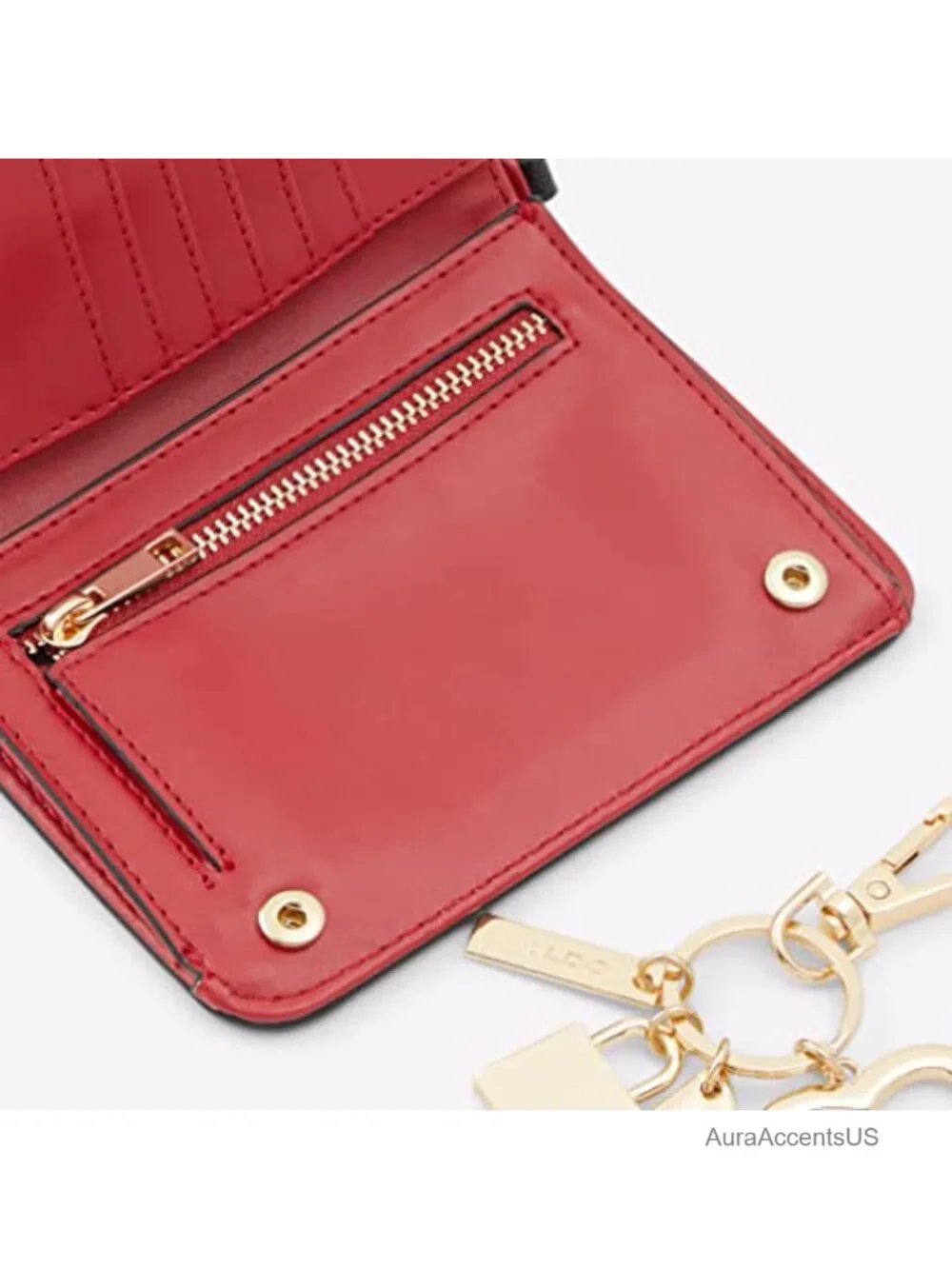 Faux Leather Envelope Wallet with Magnetic Closure and Bow Embellishment